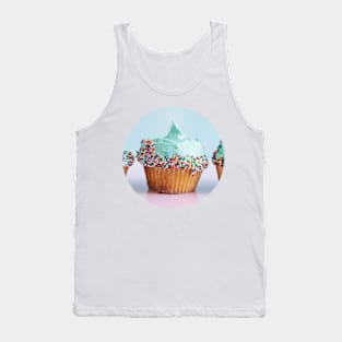 Sweet Cupcake Birthday Gift - Mint Green Pink and Blue Frosting Tank Top